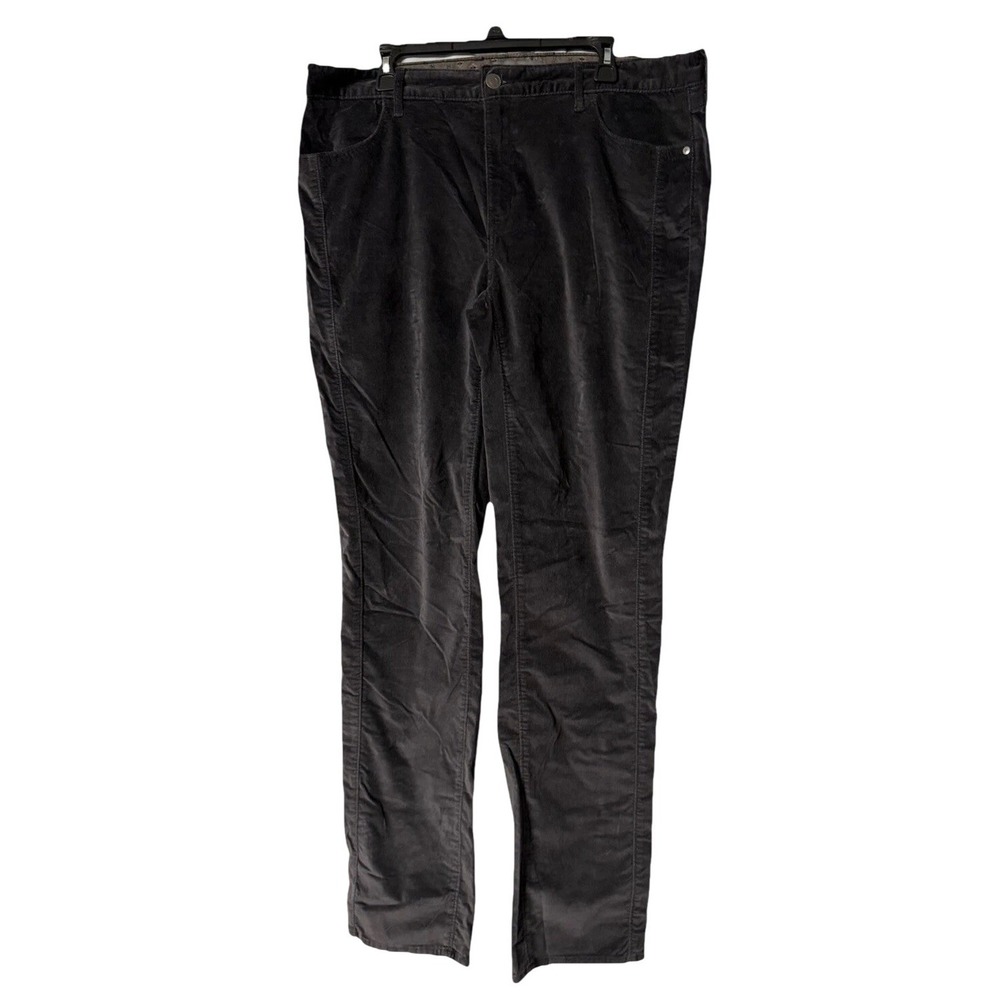 NWT Eddie Bauer Womens Gray Velvet Stretch Pants Slacks Trousers Plus Size 18T